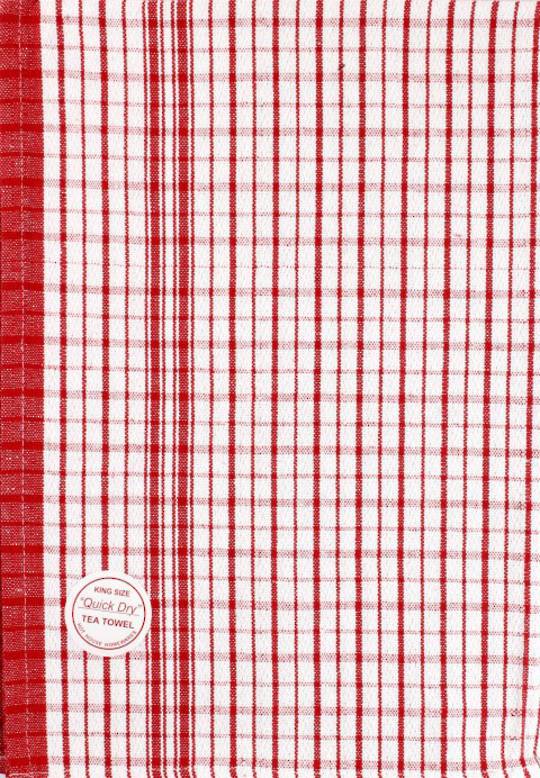 "Quick Dry"commercial quality dobby tea towel large size 59x88cm red. CODE: T/T-QUI/RED.